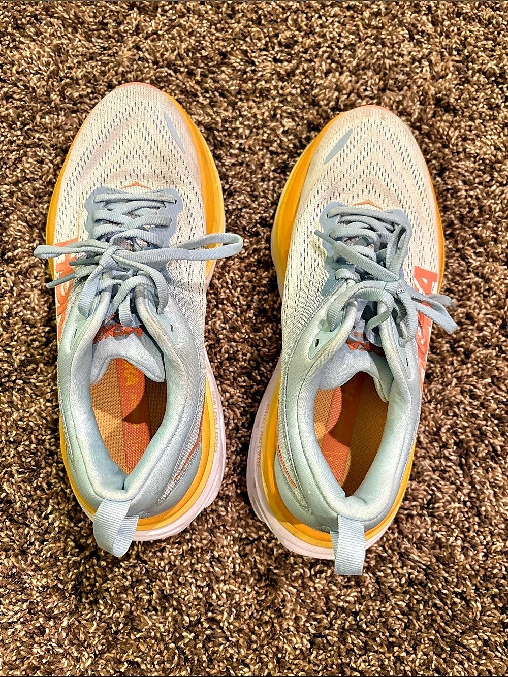 Hoka Bondi 8 Athletic Shoes Blue & Orange US 8.5